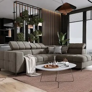 Ecksofa PABLOS mit Kopfstützenverstellung 279x201cm | Schlafen & Aufbewahren, Taupe Vogue, rechts Direkt Vom Hersteller