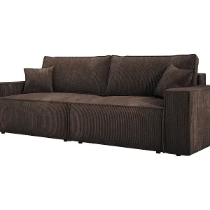Bestpreis Ecksofa Kasjo mit Schlaffunktion und Bettkasten, weiches, elastisches Material, linke Seite, 245x90x83 cm, Farbe: Dunkelbraun
