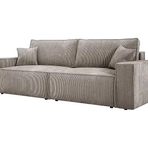 Ecksofa Kasjo mit Schlaffunktion und Bettkasten, weiches, elastisches Material, rechte Seite, 245x90x83 cm, Farbe: Cappuccino Sofort Bestellen