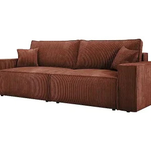 Finale Aktion Ecksofa Kasjo mit Schlaffunktion und Bettkasten, weiches, elastisches Material, rechte Seite, 245x90x83 cm, Farbe: Braun