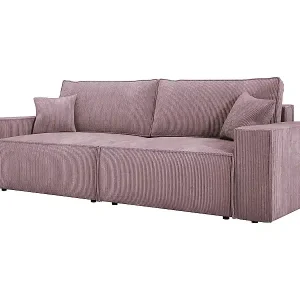 Ecksofa Kasjo mit Schlaffunktion und Bettkasten, weiches, elastisches Material, linke Seite, 245x90x83 cm, Farbe: Puderrosa Sonderangebot