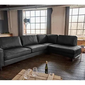 Ecksofa - Schwarz Lederfaserstoff - VILNIUS Preisreduziert