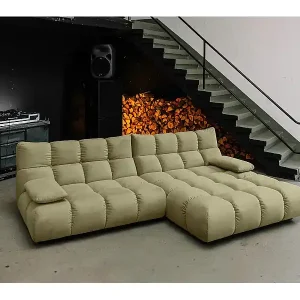 Ecksofa - Grün Velvet - VIVIEN Preisknaller