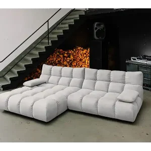 Ecksofa - Silber Velvet - VIVIEN Super-Preis