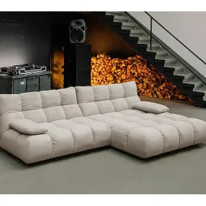Ecksofa - Beige Cord - VIVIEN Begrenztes Angebot