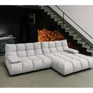 Ecksofa - Silber Velvet - VIVIEN Geprüft