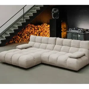 Sonderaktion Ecksofa - Beige Cord - VIVIEN