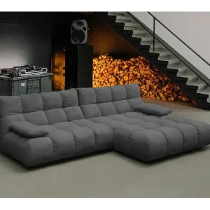 Garantierte Lieferung Ecksofa - Anthrazit Cord - VIVIEN