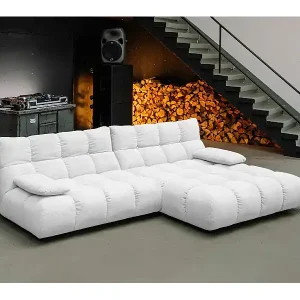 Ecksofa - Weiß Cord - VIVIEN Bestpreis