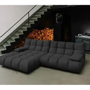 Ecksofa - Schwarz Velvet - VIVIEN Top-Preis