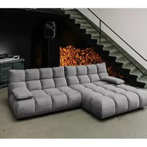 Ecksofa - Steingrau Velvet - VIVIEN Finale Aktion