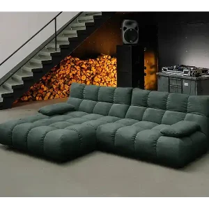 Schneller Versand Ecksofa - Smaragdgrün Cord - VIVIEN