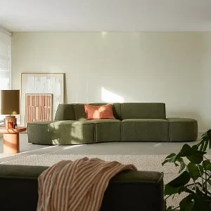 4-Sitzer-Modul-Sitzbank Dario mit grünem Stoffbezug Preiswert