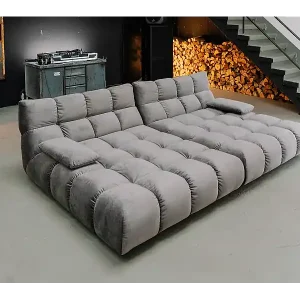 Finale Aktion Bigsofa - Steingrau Velvet - VIVIEN