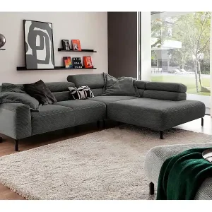 Ecksofa - Grau Cord - DELIA Must-Have