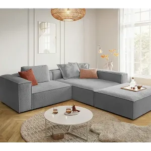 Nur Heute Ecksofa - Grau Flachgewebe - CARMO