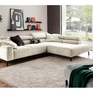 Ecksofa - Cremeweiß Cord - DELIA Kracherpreis
