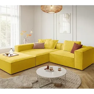 Ecksofa - Gelb Flachgewebe - CARMO Finale Aktion