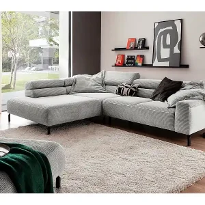 Kostenloser Versand Ecksofa - Hellgrau Cord - DELIA