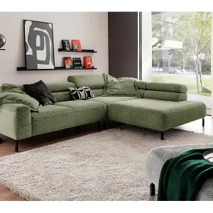 Nur Heute Ecksofa - Grün Cord - DELIA