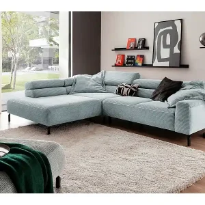 Ecksofa - Hellblau Cord - DELIA Markenware