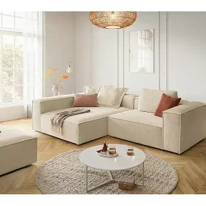 Ausverkauf Ecksofa - Beige Flachgewebe - CARMO