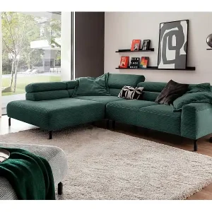 Mega-Angebot Ecksofa - Smaragdgrün Cord - DELIA