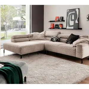 Ecksofa - Taupe Cord - DELIA Kostenloser Versand