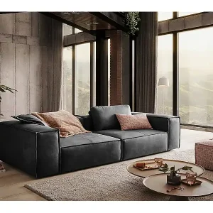 Abverkauf Sofa - Anthrazit Leder - CARMO