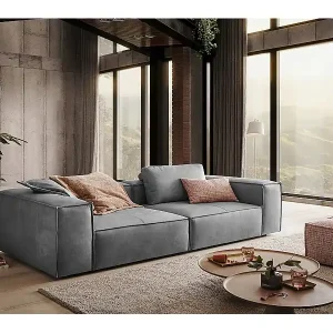 Sofa - Grau Leder - CARMO Online Kaufen