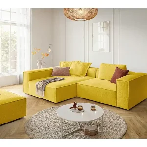 Rabatt Ecksofa - Gelb Flachgewebe - CARMO