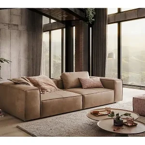 Gratis Versand Sofa - Taupe Leder - CARMO