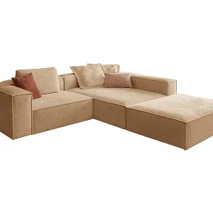 Super-Preis Ecksofa - Braun Flachgewebe - CARMO