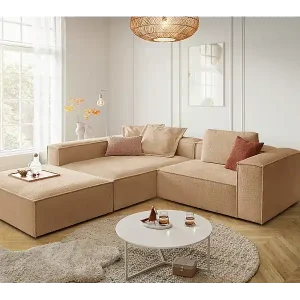 Ecksofa - Braun Flachgewebe - CARMO Nur Für Kurze Zeit