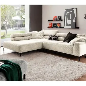 Ecksofa - Cremeweiß Cord - DELIA Meistverkauft