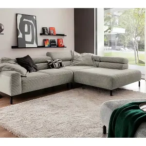 Billig Ecksofa - Steingrau Cord - DELIA