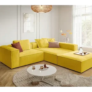 Preiswert Ecksofa - Gelb Flachgewebe - CARMO
