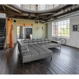 Ecksofa - Anthrazit Leder - NELSON Preisreduziert