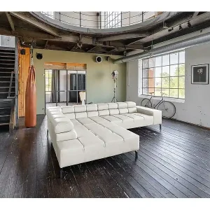 Ecksofa - Hellgrau Leder - NELSON Angebot