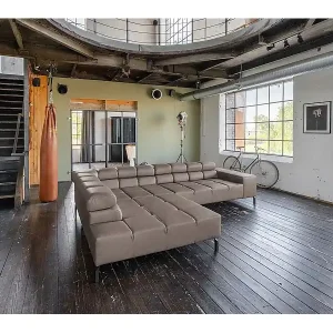 Ecksofa - Dunkelbraun Leder - NELSON Preiswert