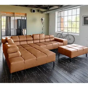 Ecksofa - Braun Leder - NELSON Sale