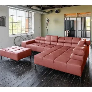 Top-Angebot Ecksofa - Rot Leder - NELSON