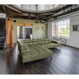 Ecksofa - Grün Leder - NELSON Knallerangebot