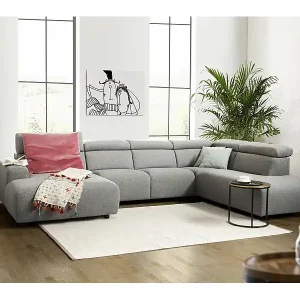 Gratis Versand Wohnlandschaft - Grau Webstoff - RISO