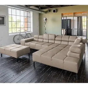 Ecksofa - Grau Leder - NELSON Ausverkauf