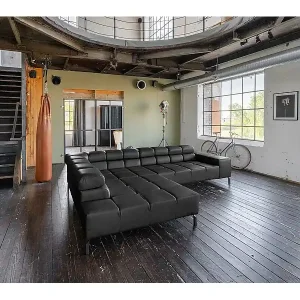 Finale Aktion Ecksofa - Schwarz Leder - NELSON