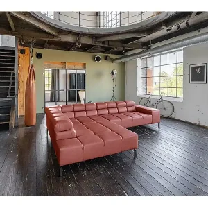 Angebot Ecksofa - Rot Leder - NELSON