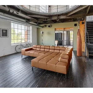 Ecksofa - Braun Leder - NELSON Mega-Angebot