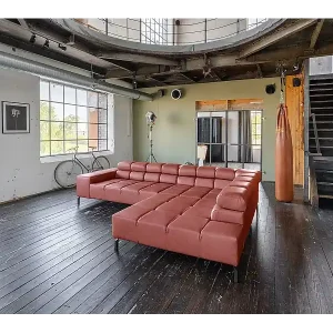 Ecksofa - Rot Leder - NELSON Bestpreis