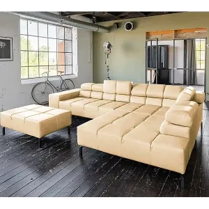 Beliebt Ecksofa - Beige Leder - NELSON